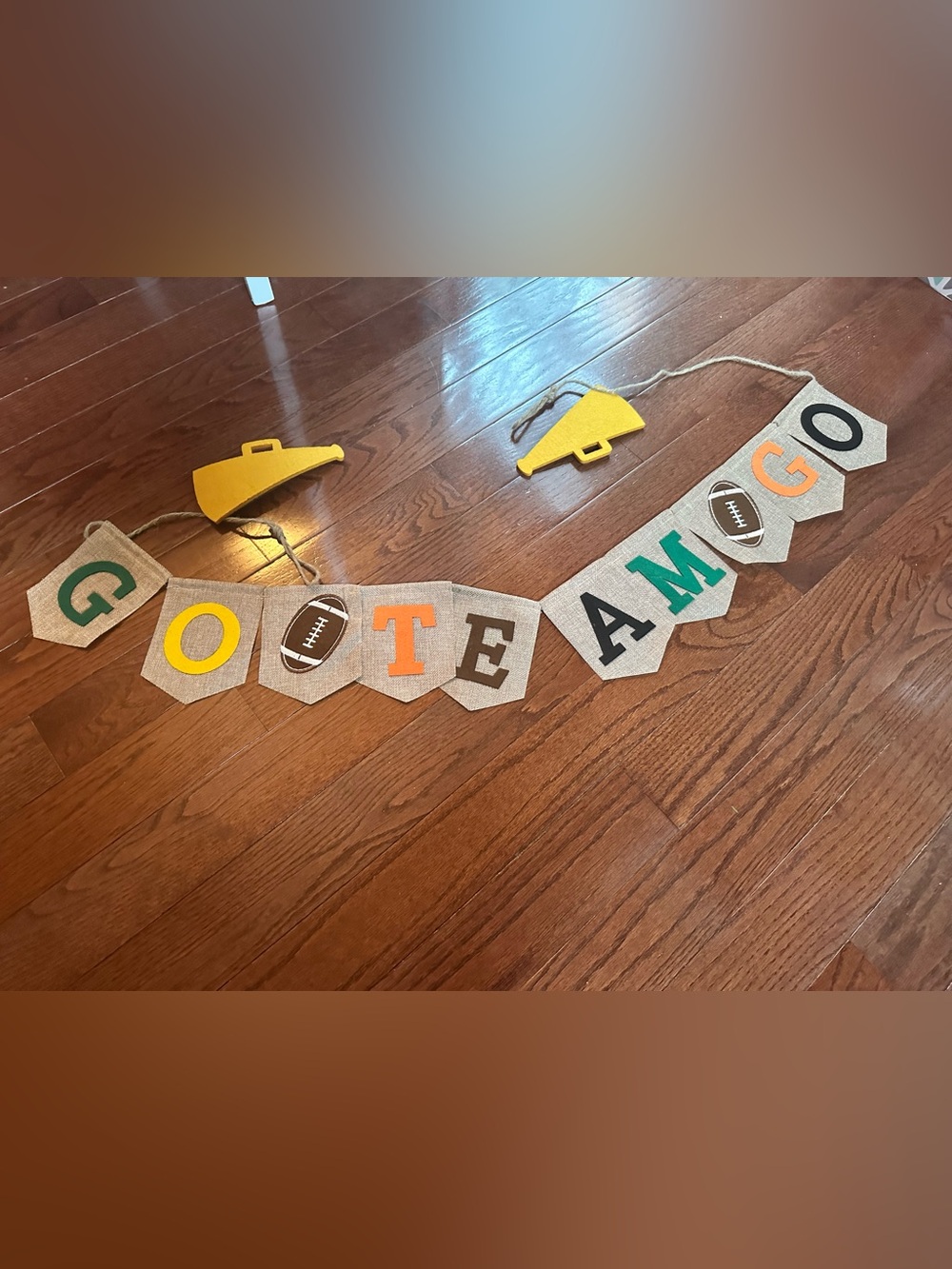 Tinksky Football Party Decoration Banner with the phrase "GO TEAM GO"